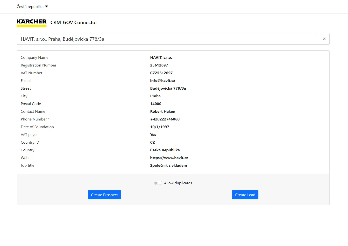 CRM enrichment from public registries across CEE